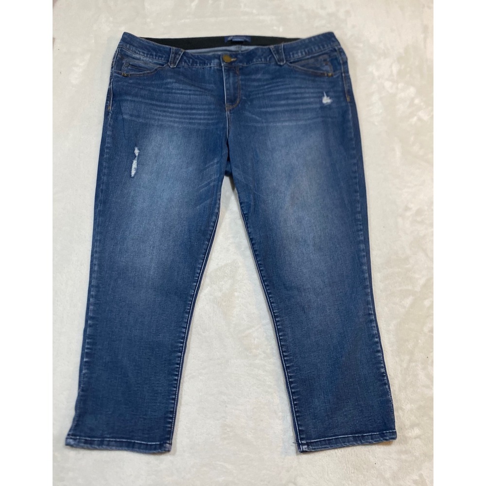 Democracy Ab solution Cropped Jeans 22W Medium Wash Distressed WKE1176CC